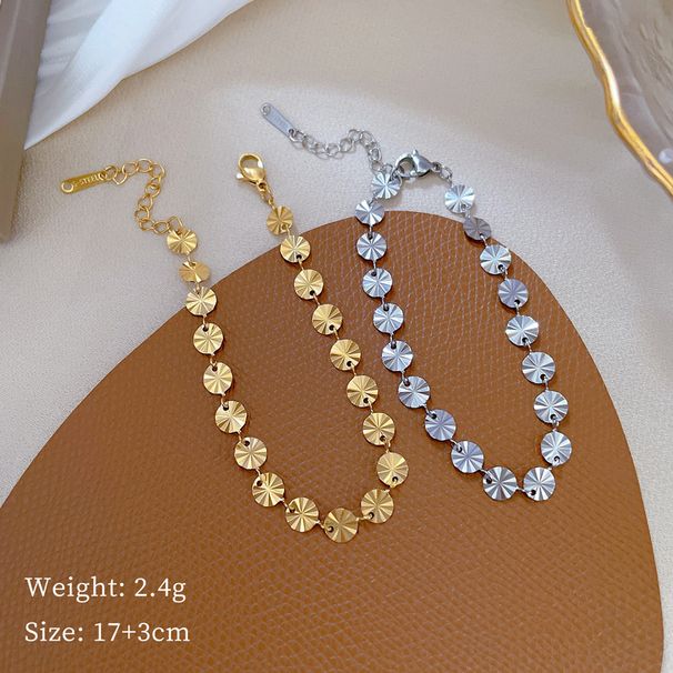 【 Full body titanium steel 】 Extremely simple style East Gate personality geometric circular chain bracelet for female_ipsvogv.com