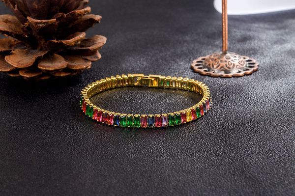 Colorful Dia CZ Zircon Elegant Charm Bracelet Jewelry For Women Girls Fashion OL Designer S Sier Link Chain_ipsvogv.com
