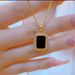 Black Rectangular Titanium Steel Necklace For Women's Versatile High-end Accessories, Light Luxury Collarbone Chain_ipsvogv.com