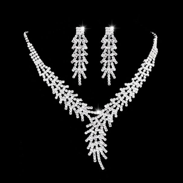 Ice Flower Diamond Necklace & Earrings Set - Hollow Design For Women, Luxury Wedding & Party Jewelry_ipsvogv.com