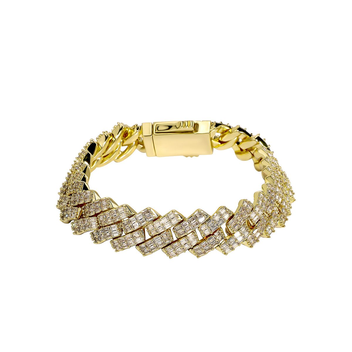 Dia Shaped Cuban Chain Bracelet Full Of Zircon National Street Hip Hop Trend 15mm Men's Necklace Gold Australia_ipsvogv.com