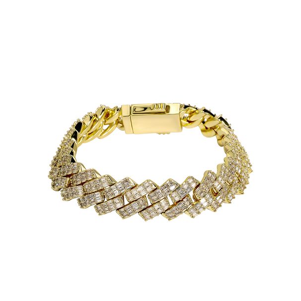 Dia Shaped Cuban Chain Bracelet Full Of Zircon National Street Hip Hop Trend 15mm Men's Necklace Gold Australia_ipsvogv.com