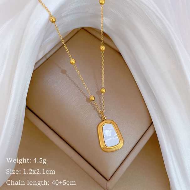 Body 【 Full Titanium Steel 】 Bead Block Shell Personality Extremely Simple Wind Furnace Real Gold Necklace Female 【 】_ipsvogv.com