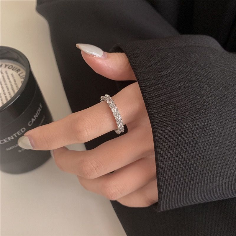 Super Flash~Light Luxury Full Zirconia Double Layered Set For Women's Ins High End Niche Design Exquisite Ring Opening_ipsvogv.com