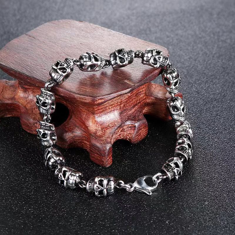 Fashion Punk Style Men's Creative Personality Skull Metal Trendy Bold Bracelet_ipsvogv.com