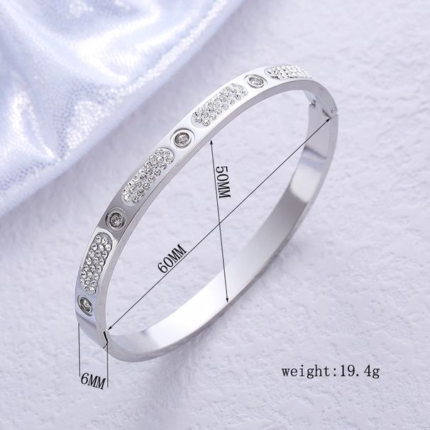 Wholesale Lady Solid Color Stainless Steel Gold Plated Zircon Bangle_ipsvogv.com