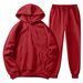 Women's Clothing Autumn and winter men's hooded solid color light plate pullover sweatshirt set casual sports hoodie sweatshirt trousers two piece set_ipsvogv.com