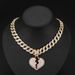Ins fashion style alloy full diamond boyfriend love pendant necklace men and women hip hop broken heart pendant chain_ipsvogv.com