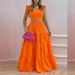 Women's Solid Color Mid-Waist Two Piece Set Sexy Strap Trendy Dress Spring/Summer Casual Ankle-Length Straight Skirt_ipsvogv.com