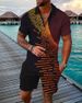Men's Fashion Casual Suit 3D Printed Zipper Short Sleeve Polo Shirt Shorts 2-Piece Set_ipsvogv.com