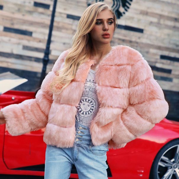 Women's Clothing fashion casual ladies fur tops women's fur short coat_ipsvogv.com