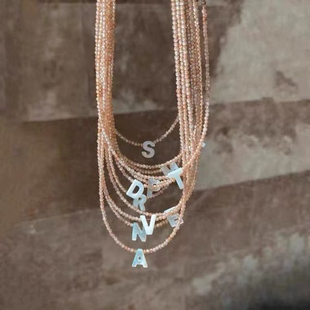 Ins Personalized Genuine Gold Plated Titanium Steel Shell Initial Letter Pendant Necklace_ipsvogv.com