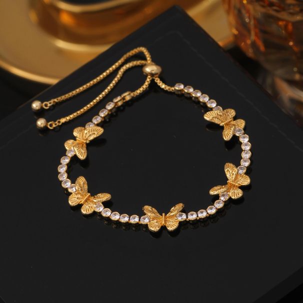 Diamond Studded Butterfly Bracelet Ins, Fashionable, Simple, Adjustable Bracelet, Hand Accessory For Women Bracelet_ipsvogv.com