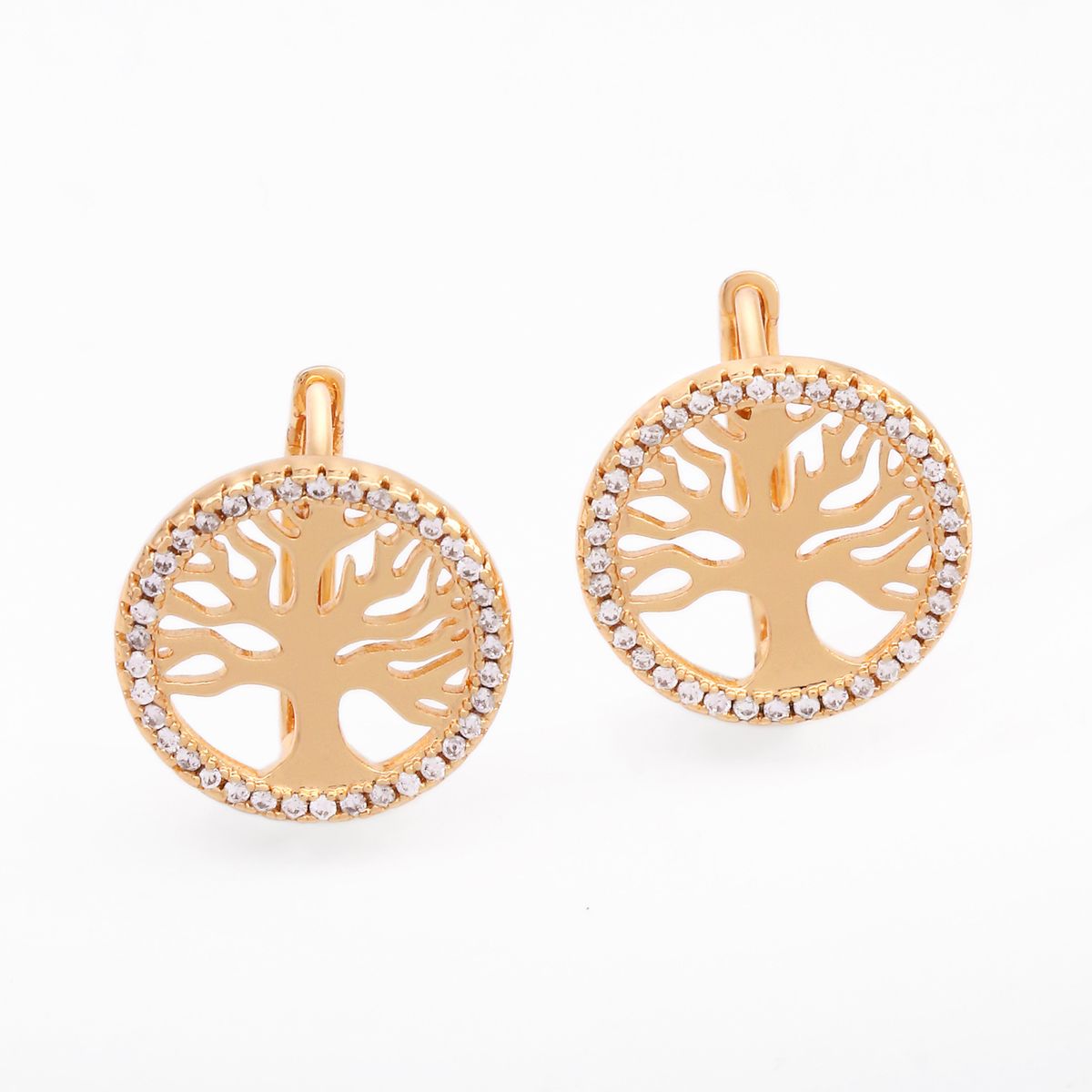 Women's Jewelry Copper Classic Tree Of Life Circle Inlaid Zirconium Earrings_ipsvogv.com