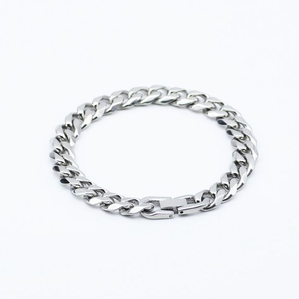 Personalized Titanium Jewelry Bracelet Stainless Steel Single Clasp Six-Sided Polished Men's Cuban Style Cold Talk_ipsvogv.com