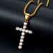Hip Hop Titanium Steel Color Retention Vacuum Gold Plated Inlaid Zircon Cross Pendant Necklace 049_ipsvogv.com