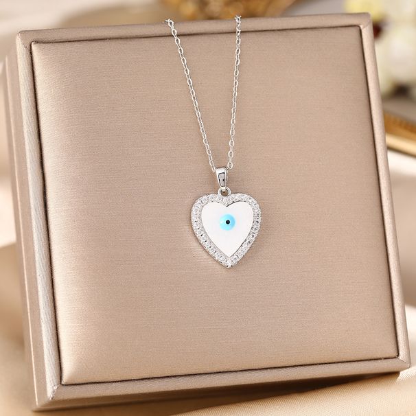Heart Shaped Devil's Eye Necklace, Female Personality, Fashion Trend, Coldness Style, Zircon Pendant Jewelry_ipsvogv.com