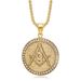 Hip Hop Jewelry Stainless Steel Gold-Plated Diamond-Studded Masonic AG Pendant Necklace_ipsvogv.com