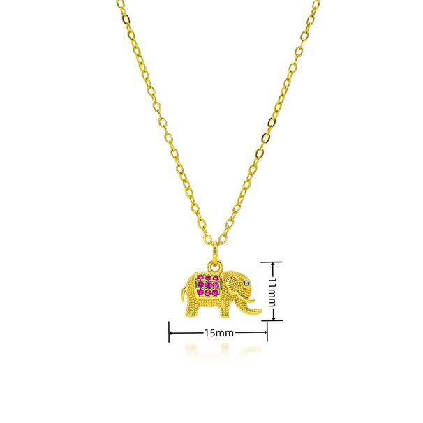Copper Elephant Pendant Necklace For Women - Micro Inlaid Zircon, Cute Clavicle Chain, INS Style Jewelry Gift_ipsvogv.com
