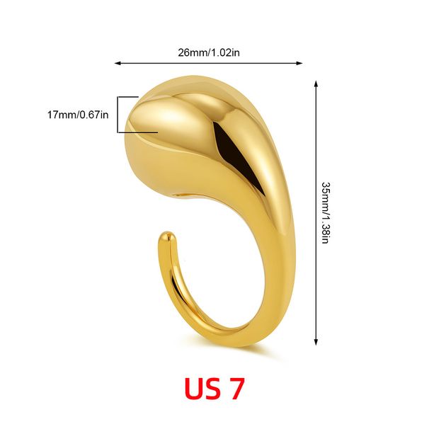 Unisex Hot Selling Real Gold Stainless Steel Water Drop Comma Open Ring Unisex Exaggerated Internet Celebrities_ipsvogv.com