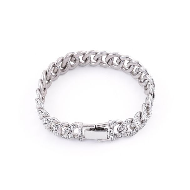 Minimalist Fashion Full Diamond Cuban INS Style Hip-Hop Trendy Personality Unisex Titanium Steel Bracelet_ipsvogv.com