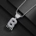 Hip Hop New Product Crown Letter Copper Set Zircon Personalized Niche Design Men's And Women's Pendant Necklace_ipsvogv.com