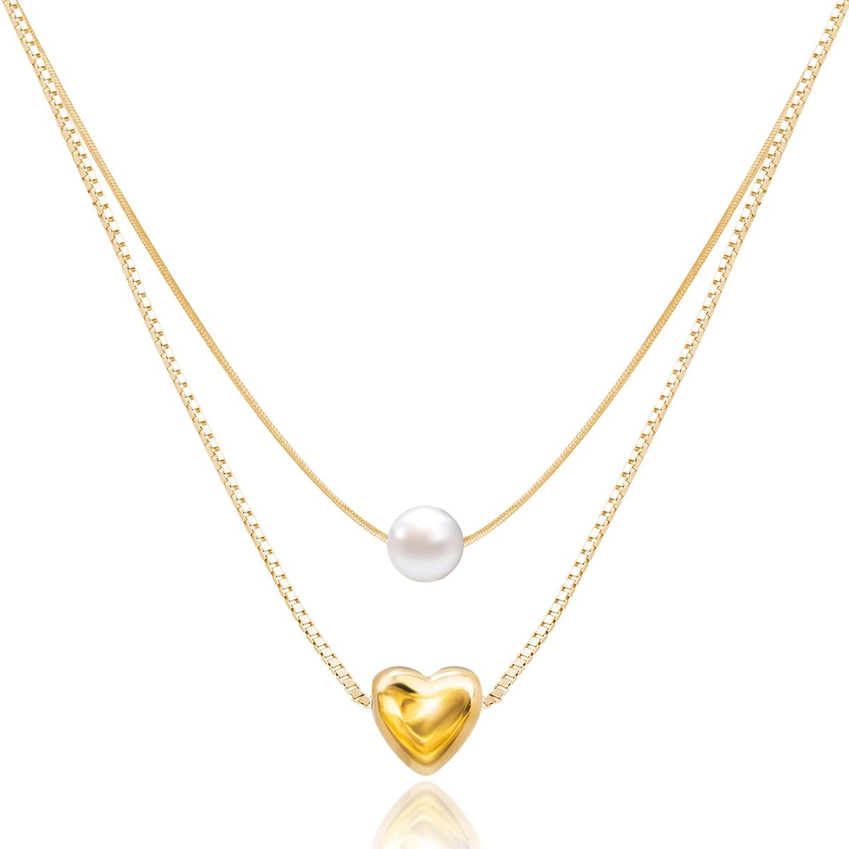 Hot Sale Across Fashionable Commuter Ladies Versatile Niche Design Love Pearl Double Layer Necklace_ipsvogv.com