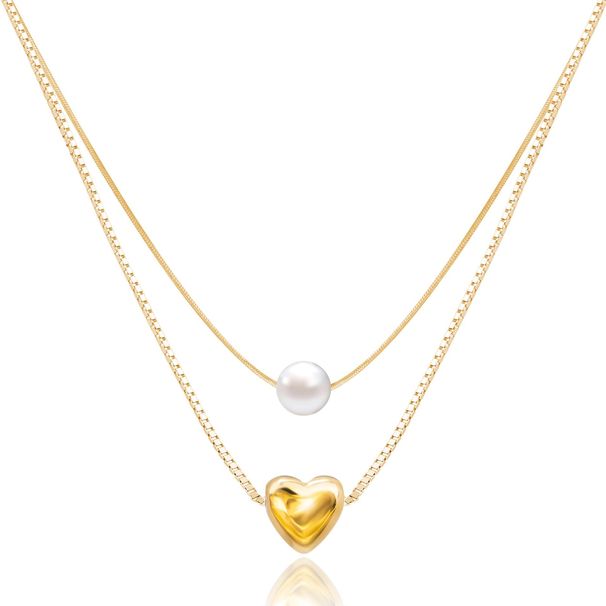 Hot Sale Across Fashionable Commuter Ladies Versatile Niche Design Love Pearl Double Layer Necklace_ipsvogv.com