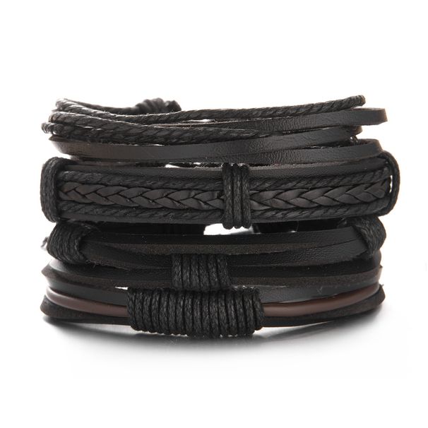 Hot Selling New Men's Set Wooden Coconut Shell Beads Chain Woven Leather Multi-layer Bracelet_ipsvogv.com
