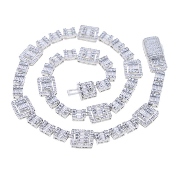 New Men And Women Hip Hop Necklace Inlaid Square Zircon Tennis Chain Gold And Silver Jewelry_ipsvogv.com