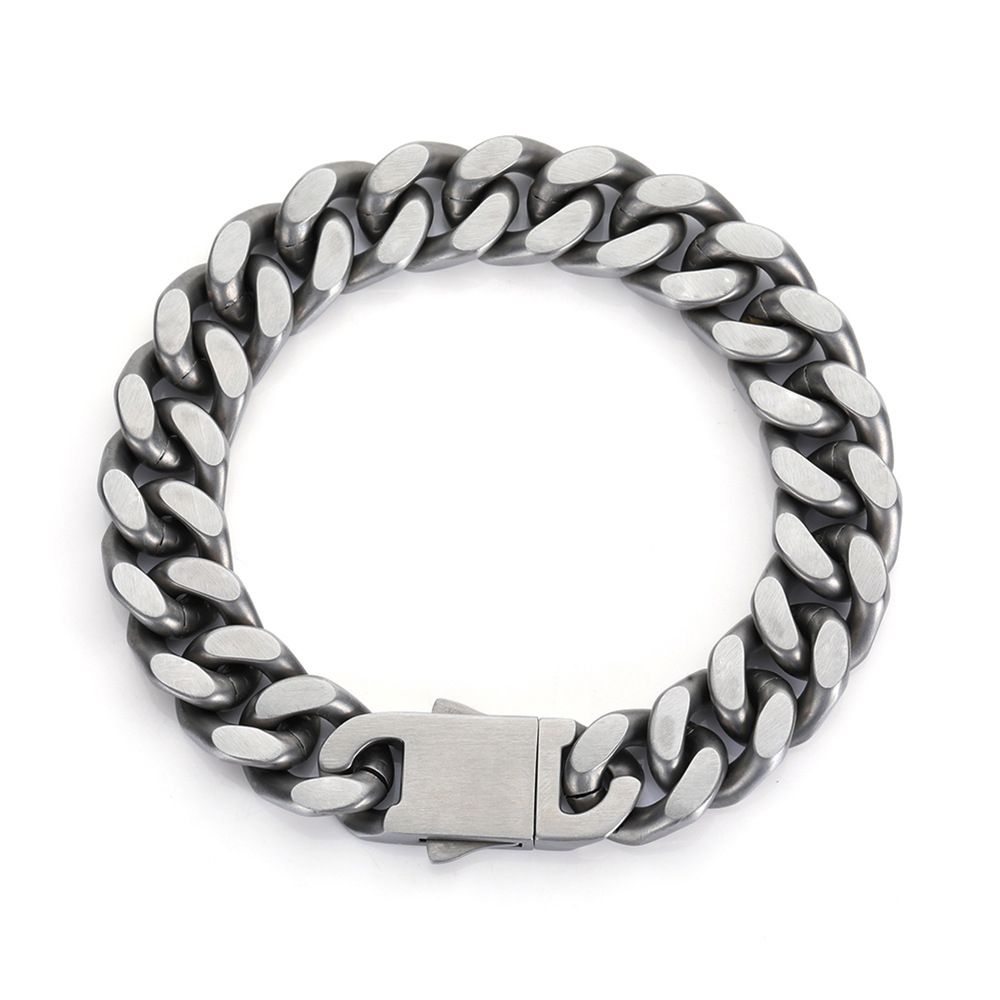 Men's Jewelry Engraved Brushed Stainless Steel Cuban Bracelet Men's Hip Hop Titanium Steel Men's Bracelet Does Not Fade_ipsvogv.com