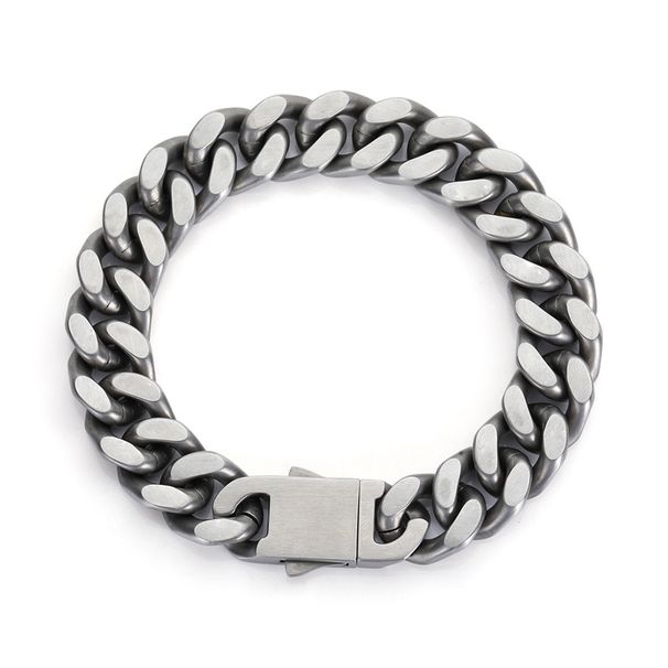 Men's Jewelry Engraved Brushed Stainless Steel Cuban Bracelet Men's Hip Hop Titanium Steel Men's Bracelet Does Not Fade_ipsvogv.com