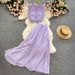Women's fashion high-waisted lean pressed chiffon skirt two-piece set_ipsvogv.com