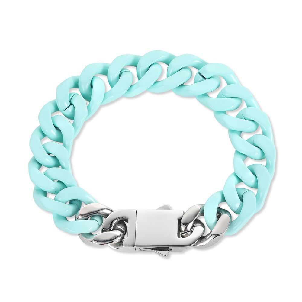 Men's Jewelry Cuban Bracelet Jewelry Men's Niche Macaron Color Titanium Steel Bracelet No Fading Jewelry Set_ipsvogv.com