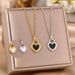 Light Luxury Stainless Steel Peach Pendant With Niche Design, Double-sided Black And White Heart Necklace, Collarbone_ipsvogv.com