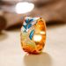 Cao Shi's Trend INS Wind Net Red Punk Style Copper Plated Oil Drop Blue And White Porcelain Pattern Hip Hop Ring_ipsvogv.com