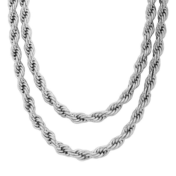 Hip Hop Plain 2-8mm Thick Encryption Stainless Steel Fried Dough Twists Color Preserving Electroplating Twisted Rope_ipsvogv.com