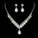 Elegant Bridal Jewelry Set - Silver Pearl & Diamond Necklace & Earrings (Wedding Accessories, Water Diamond Design)_ipsvogv.com