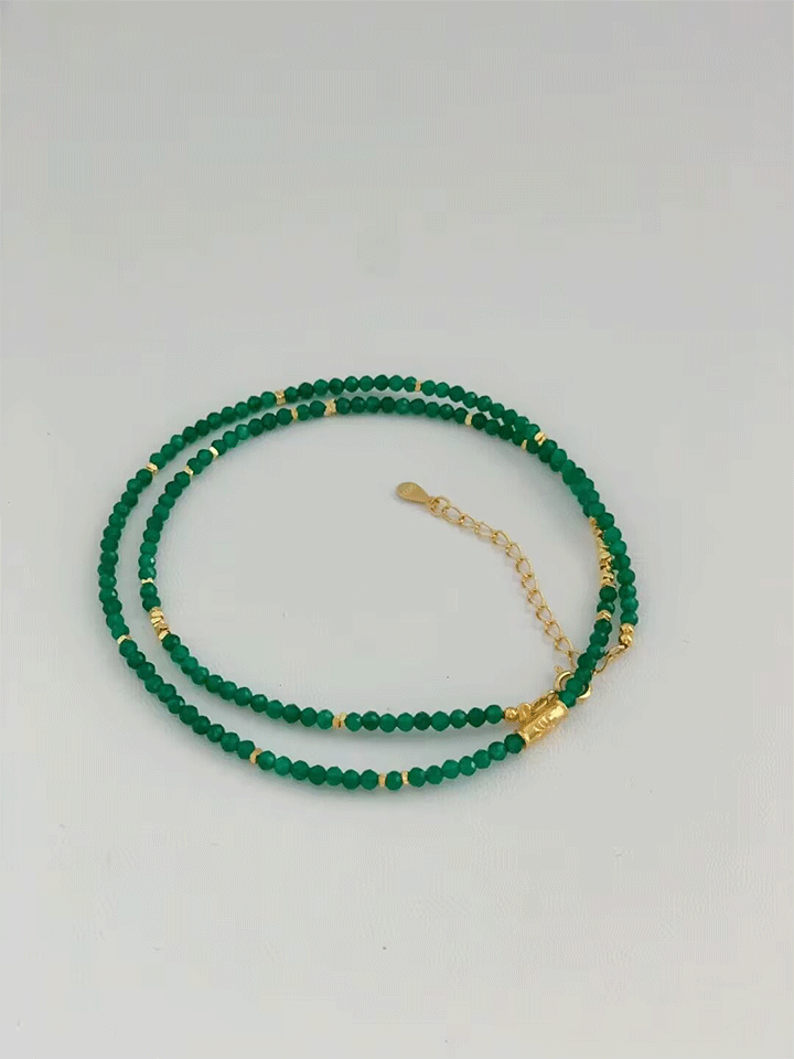Emerald Natural Stone Millet Bead Necklace For Women All Match High End Niche Beaded Clavicle Necklace New Chinese Style Jewelry_ipsvogv.com