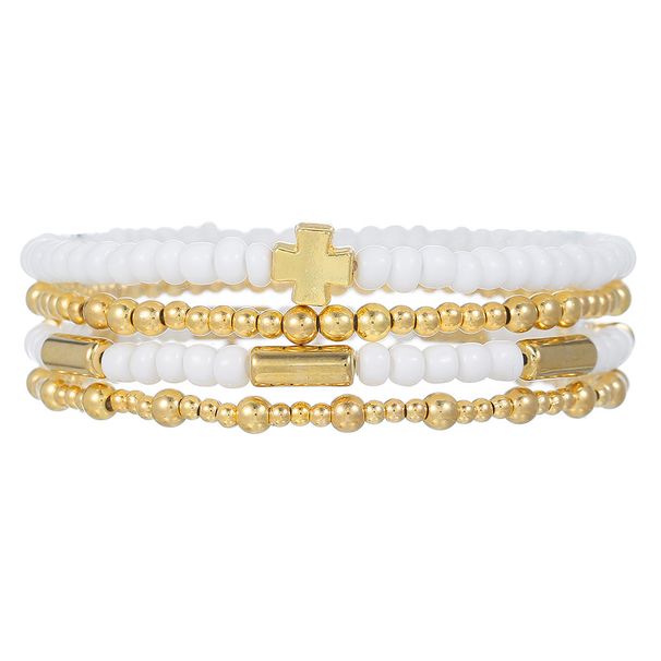 Jewelry Niche Design Cross Bracelet Set Sweet And Cool Beaded Stacked Shell Pearl Bracelet_ipsvogv.com
