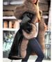 Women's imitation crystal fox fur big collar long fur collar hooded coat_ipsvogv.com