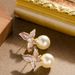 French Elegant Small Fragrance Style Inlaid With Diamonds, Glazed Flowers, Pearl Earrings, Women's High-end_ipsvogv.com