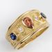 French Light Luxury Craftsmanship Inlaid Blue Haoshi Ring, Ancient Style Alloy Ring_ipsvogv.com