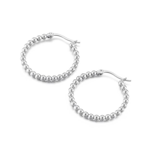 Women's Jewelry Fashion Temperament Slim Simple Personality Earrings 39m Wide Edge Round Bead Stainless Steel Earrings Female Jewelry_ipsvogv.com