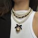 Accessories Fashion Pearl Ribbon Beaded High-end Heart Pendant Necklace Set_ipsvogv.com
