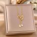 Korean Version Tassel Bow Titanium Steel Necklace With Zircon Inlay For Women, Light Luxury Collarbone Chain, Non Fading_ipsvogv.com