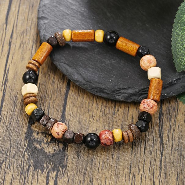 Bohemian Coconut Shell Piece Turquoise Cross Men's Hip-Hop Wood Accessories Jewelry Bracelet_ipsvogv.com