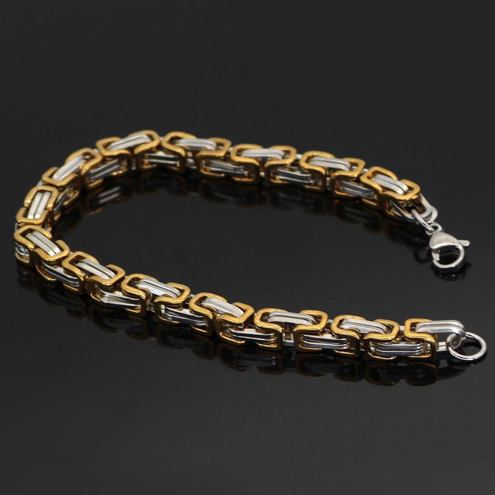 Stainless Steel Domineering Men's Square Buckle Chain Emperor Chain Two Color Gold Men's Necklace Jewelry_ipsvogv.com