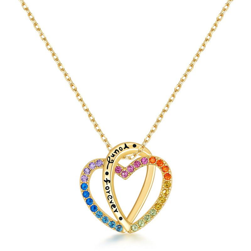 new Nano Colored Zirconium Heart Shaped Pendant Female S925 Sterling Silver Claw Inlaid Colored Gemstone Clavicle Chain Simple And Fashionable_ipsvogv.com