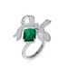 S925 Silver Cultivated Emerald Ring Female Bowknot Style Fashion High End Jewelry_ipsvogv.com